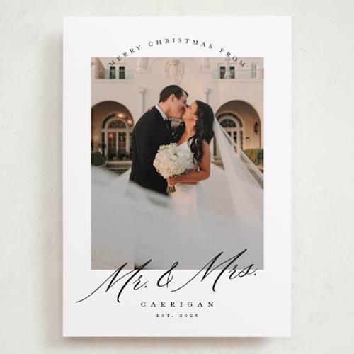 This is a veil holiday photo cards with standard by Pink House Press called mr. and mrs. printing on recycled smooth signature in grand