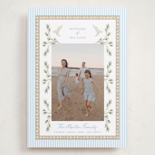This is a sky holiday photo cards with standard by Bayberry Kate called woven pine printing on recycled smooth signature in grand