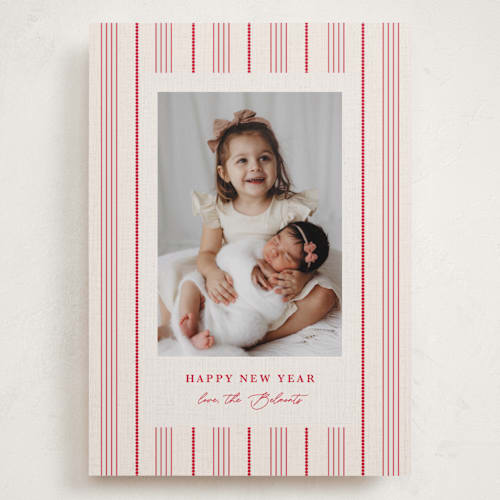 This is a berry holiday photo cards with standard by Kanika Mathur called classic weave printing on recycled smooth signature in grand