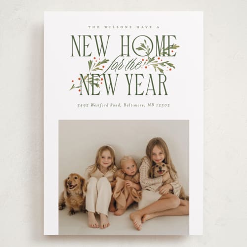 This is a wreath holiday photo cards with standard by Erin L. Wilson called hearth garland printing on recycled smooth signature in grand