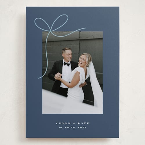 This is a blue spruce holiday photo cards with standard by Yuliya Evseeva called little bow printing on recycled smooth signature in grand