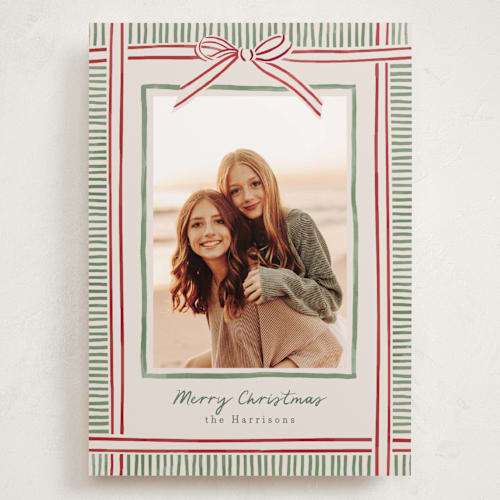 This is a moss holiday photo cards with standard by Chris Griffith called holiday wrap printing on recycled smooth signature in grand