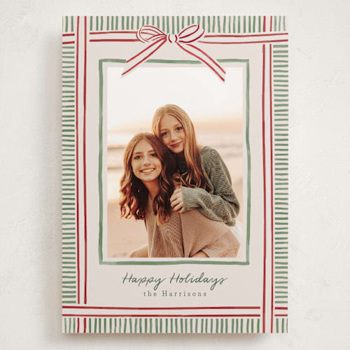 This is a moss holiday photo cards with standard by Chris Griffith called holiday wrap printing on recycled smooth signature in grand