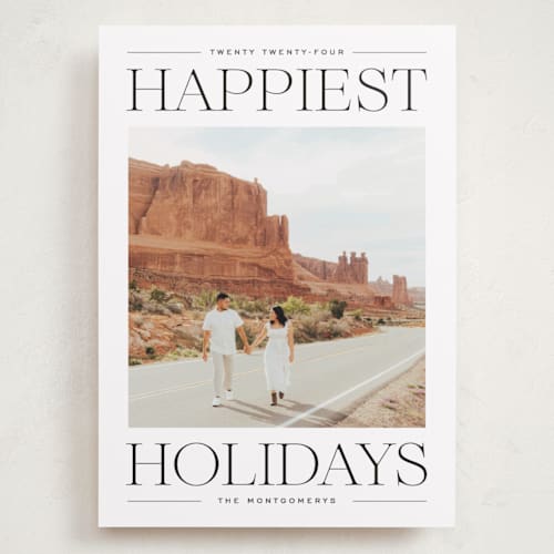 This is a licorice holiday photo cards with standard by Ekko Studio called modern editorial printing on recycled smooth signature in grand