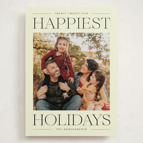 This is a spearmint holiday photo cards with standard by Ekko Studio called modern editorial printing on recycled smooth signature in grand