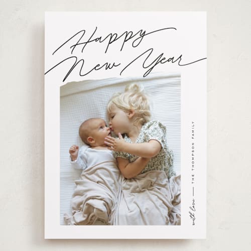 This is a coal holiday photo cards with standard by Pixel and Hank called elements printing on recycled smooth signature in grand