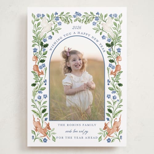 This is a frost holiday photo cards with standard by Sarah Knight called noelle printing on recycled smooth signature in grand