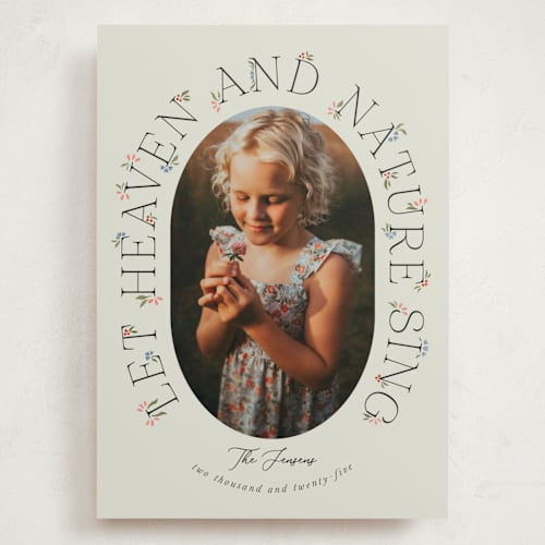 This is a earth holiday photo cards with standard by Brynne Foster called flora printing on recycled smooth signature in grand