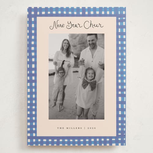 This is a ocean holiday photo cards with standard by Teju Reval called bold gingham printing on recycled smooth signature in grand