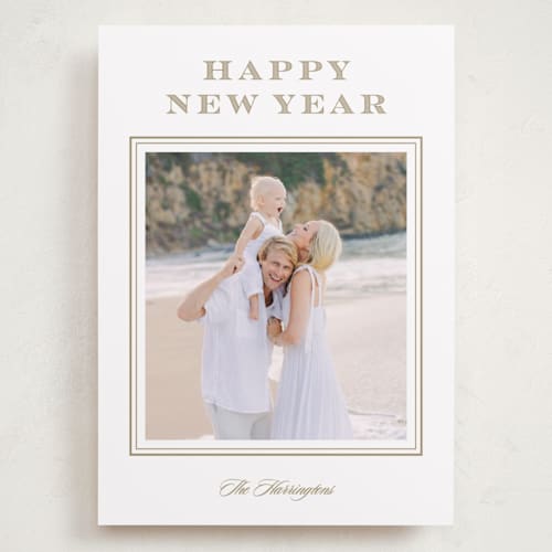 This is a caramel holiday photo cards with standard by Stacey Meacham called resort style printing on recycled smooth signature in grand