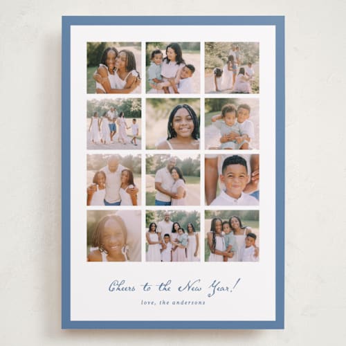 This is a blue jay holiday photo cards with standard by Anupama called yearly checkerboard printing on recycled smooth signature in grand