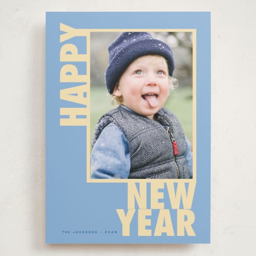 This is a blue jay holiday photo cards with standard by Creo Study called greetings frame printing on recycled smooth signature in grand