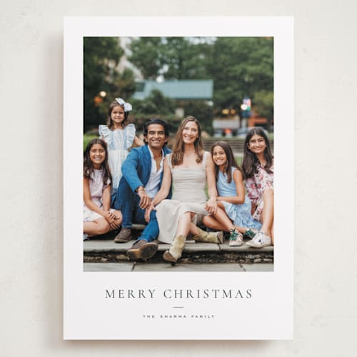This is a pine holiday photo cards with standard by Wildfield Paper Co called daisies printing on recycled smooth signature in grand