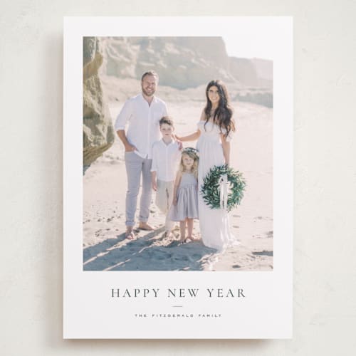 This is a pine holiday photo cards with standard by Wildfield Paper Co called daisies printing on recycled smooth signature in grand