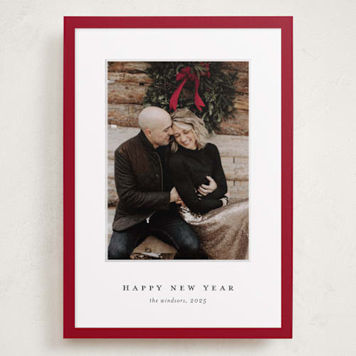 This is a poinsettia holiday photo cards with standard by Stacey Meacham called gallery frame printing on recycled smooth signature in grand