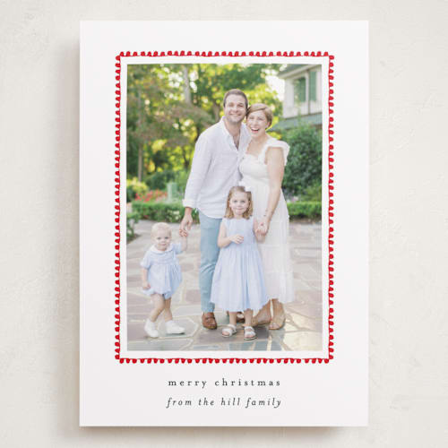 This is a berry holiday photo cards with standard by Sara Hicks Malone called hand drawn scallop printing on recycled smooth signature in grand