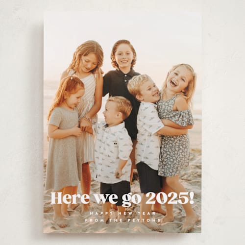 This is a snow holiday photo cards with standard by Kristie Kern called here we go! printing on recycled smooth signature in grand