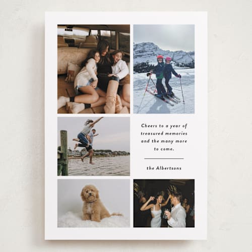 This is a snow holiday photo cards with standard by Angela Garrick called treasured memories printing on recycled smooth signature in grand