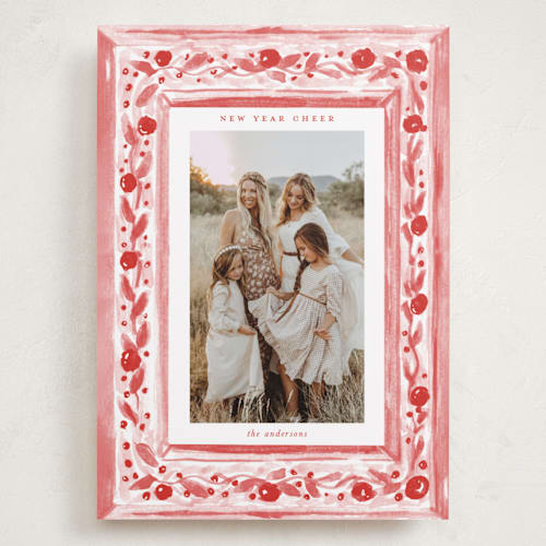 This is a candy cane holiday photo cards with standard by Lucrecia Caporale called decorative vintage frame printing on recycled smooth signature in grand