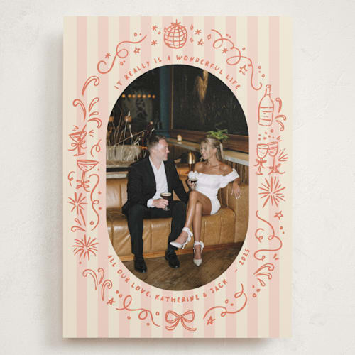 This is a poppy holiday photo cards with standard by Creo Study called doodled cheers printing on recycled smooth signature in grand