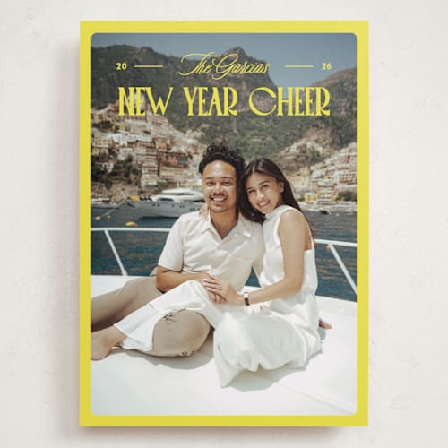 This is a lemon holiday photo cards with standard by Jenna Holcomb called bright and cheery printing on recycled smooth signature in grand