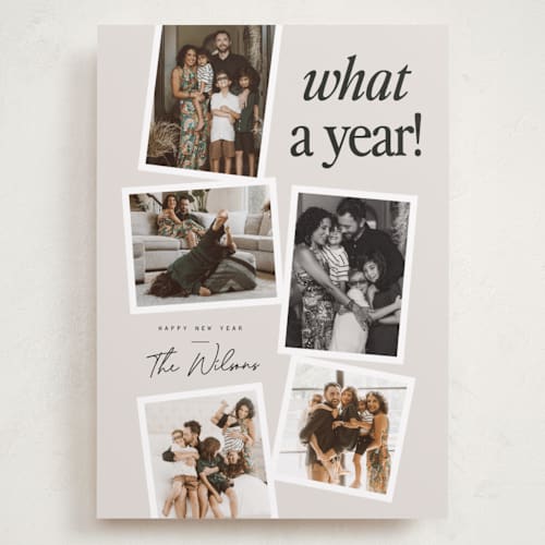 This is a linen holiday photo cards with standard by Everett Paper Goods called newsprint printing on recycled smooth signature in grand