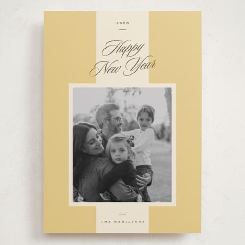 This is a sunshine holiday photo cards with standard by Blustery August called beach umbrella printing on recycled smooth signature in grand