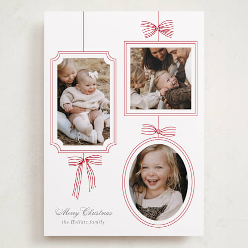 This is a snow holiday photo cards with standard by Baumbirdy called bows printing on recycled smooth signature in grand