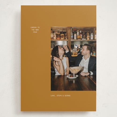 This is a golden hour holiday photo cards with standard by Bramble Studio called bare minimum printing on recycled smooth signature in grand