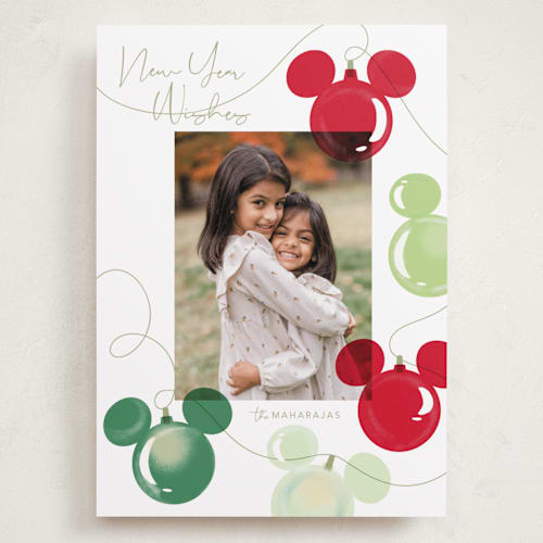 This is a moss holiday photo cards with standard by Baumbirdy called disney mickey lights printing on recycled smooth signature in grand