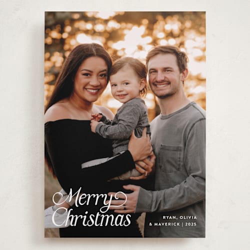 This is a snowberry holiday photo cards with standard by Pixel and Hank called basics printing on recycled smooth signature in grand