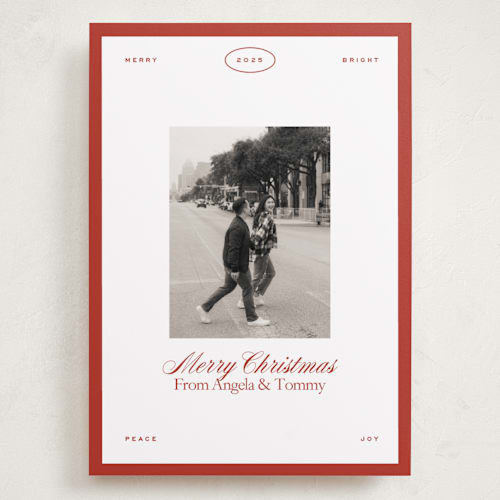 This is a candy cane holiday photo cards with standard by Ellen Schlegelmilch called newsie printing on recycled smooth signature in grand