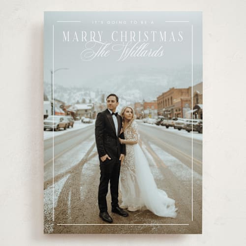 This is a snowmelt holiday photo cards with standard by Keen Peachy called marry christmas printing on recycled smooth signature in grand