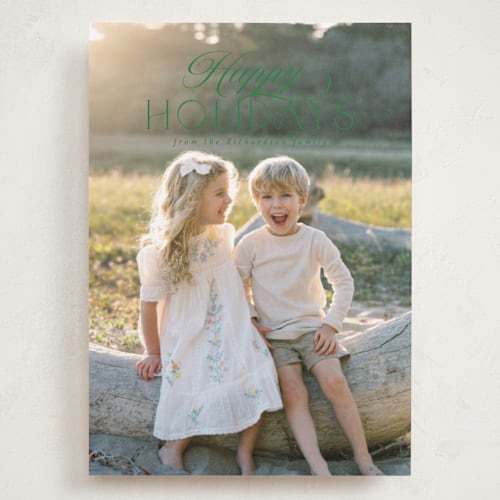 This is a pine needle holiday photo cards with standard by Deynaaz Daraei called ashby printing on recycled smooth signature in grand