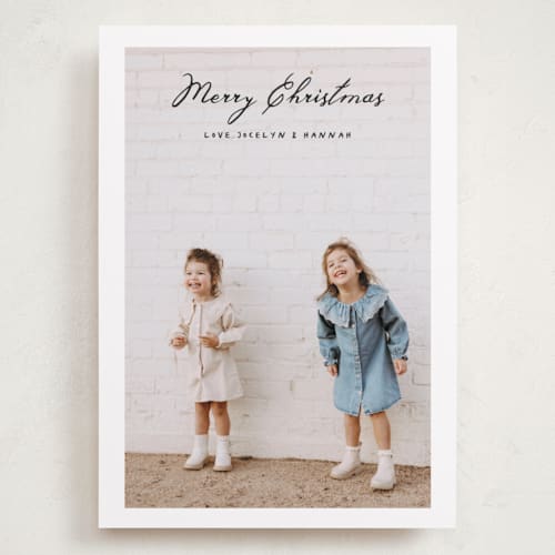 This is a onyx holiday photo cards with standard by Benita Crandall called vintage joy printing on recycled smooth signature in grand