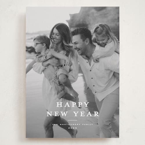 This is a snowflake holiday photo cards with standard by Wildfield Paper Co called wonderful christmas time printing on recycled smooth signature in grand