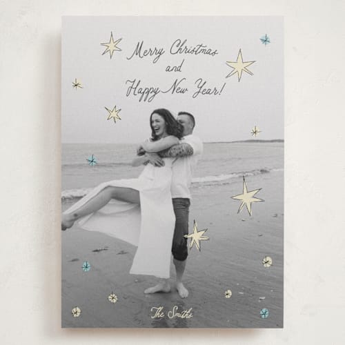 This is a wintermint holiday photo cards with standard by Helena Vitto called the stars printing on recycled smooth signature in grand