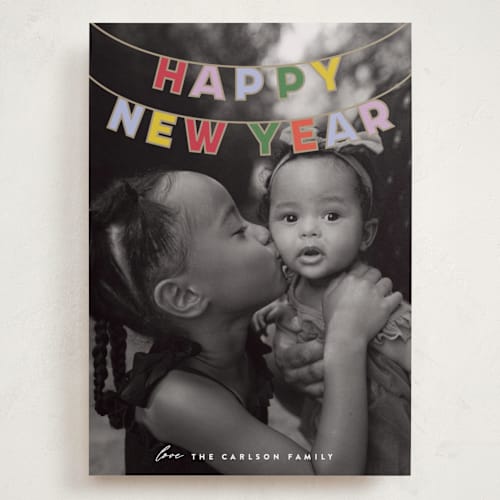 This is a gumdrops holiday photo cards with standard by Maria Alou called candy garland printing on recycled smooth signature in grand