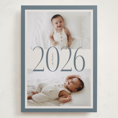 This is a denim holiday photo cards with standard by Brianne Larsen called bordered year printing on recycled smooth signature in grand