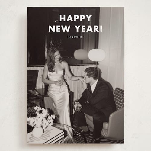 This is a snowfall holiday photo cards with standard by Stacey Meacham called simple greetings printing on recycled smooth signature in grand