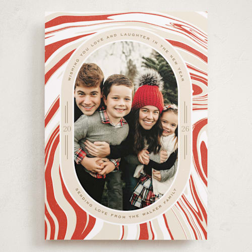 This is a peppermint holiday photo cards with standard by Oscar and Emma - Karly Depew called peppermint flavor printing on recycled smooth signature in grand