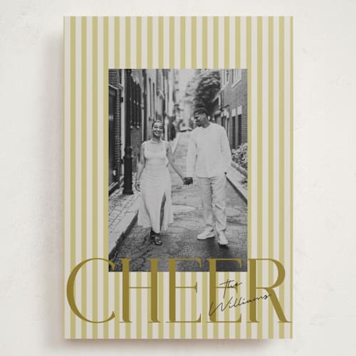 This is a pistachio holiday photo cards with standard by Vera Lim called pace printing on recycled smooth signature in grand