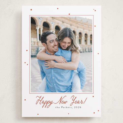 This is a cranberry holiday photo cards with standard by Lottie Aldarwish called frosted berries printing on recycled smooth signature in grand