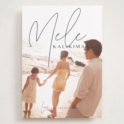 This is a deep forest holiday photo cards with standard by Lori James called island kalikimaka printing on recycled smooth signature in grand