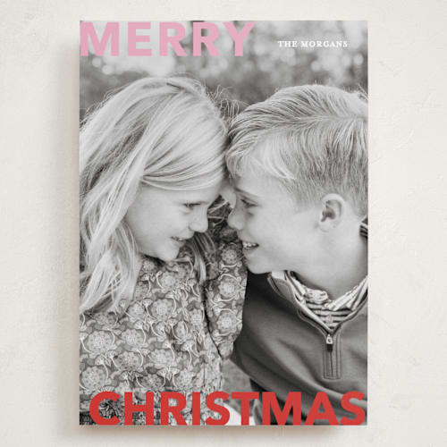This is a candy cane holiday photo cards with standard by Angela Thompson called merry & bold printing on recycled smooth signature in grand