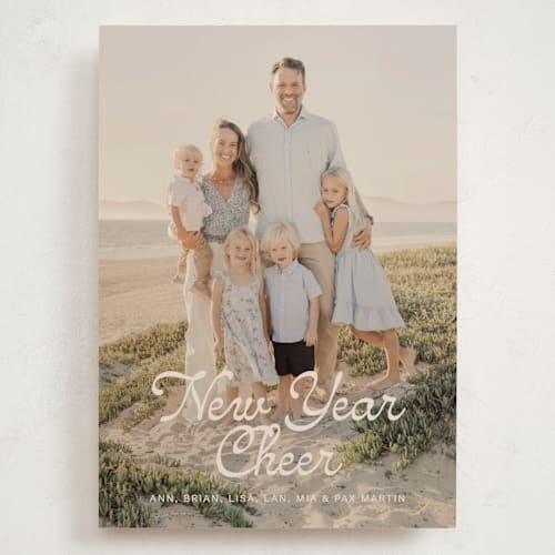 This is a sand holiday photo cards with standard by Ani Somi called beach town printing on recycled smooth signature in grand