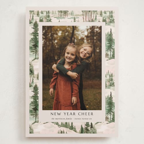 This is a fir holiday photo cards with standard by Tatjana Koraksic called forest printing on recycled smooth signature in grand