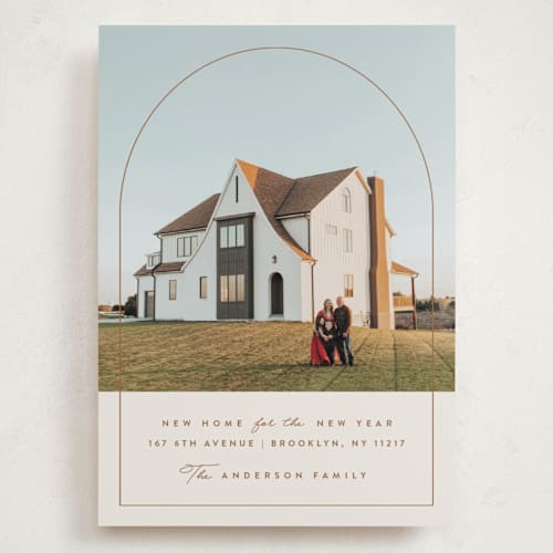 This is a gingerbread holiday photo cards with standard by Julie Murray called home sweet home printing on recycled smooth signature in grand