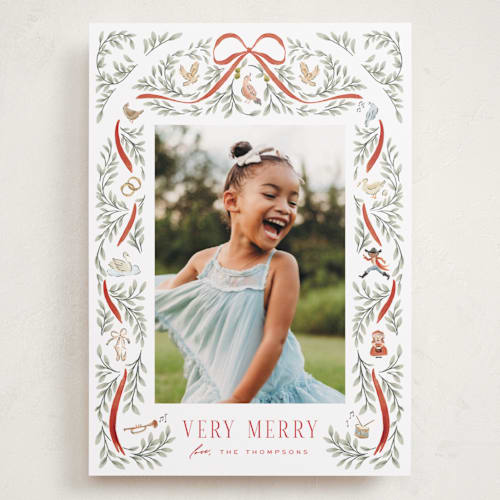 This is a santa suit holiday photo cards with standard by Leah Bisch called twelve days printing on recycled smooth signature in grand