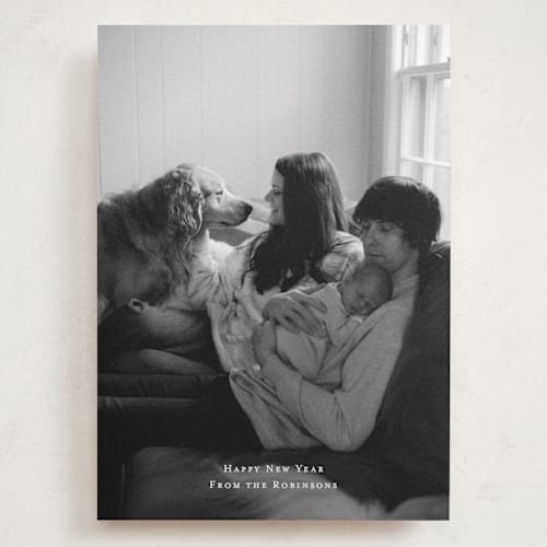 This is a snow holiday photo cards with standard by Ani Somi called minima printing on recycled smooth signature in grand